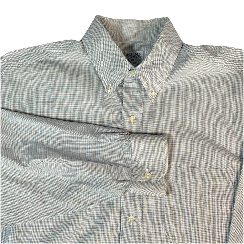 Brooks Brothers Regent Dress Shirt White Blue Relaxed Fit‎ Cotton Men’s 16-5